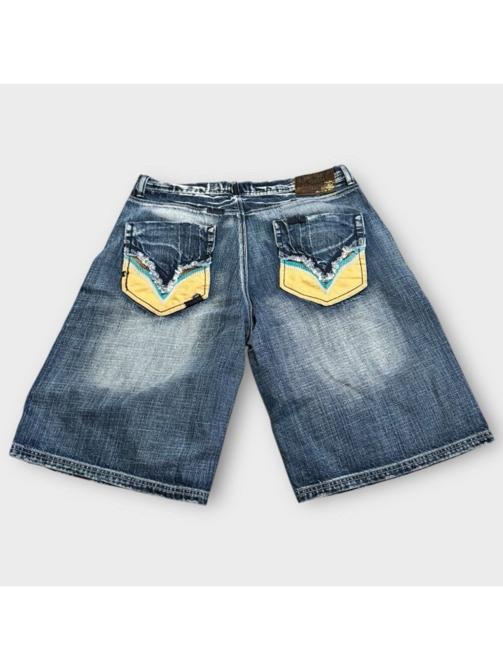 Vintage Akademiks Baggy Shorts Men 38 Denim Y2K Embroidered Streetwear Jorts